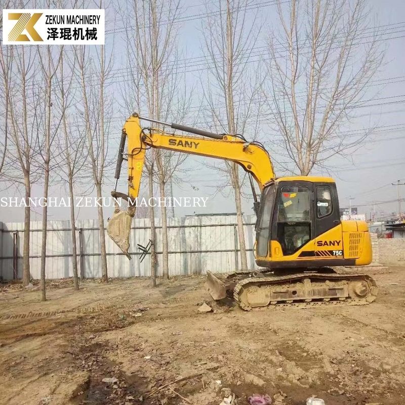 Orijinal Boyalı 7T Sany 75 Ekskavatör SY75C-9 SY75C PRO İkinci El Kazıcı