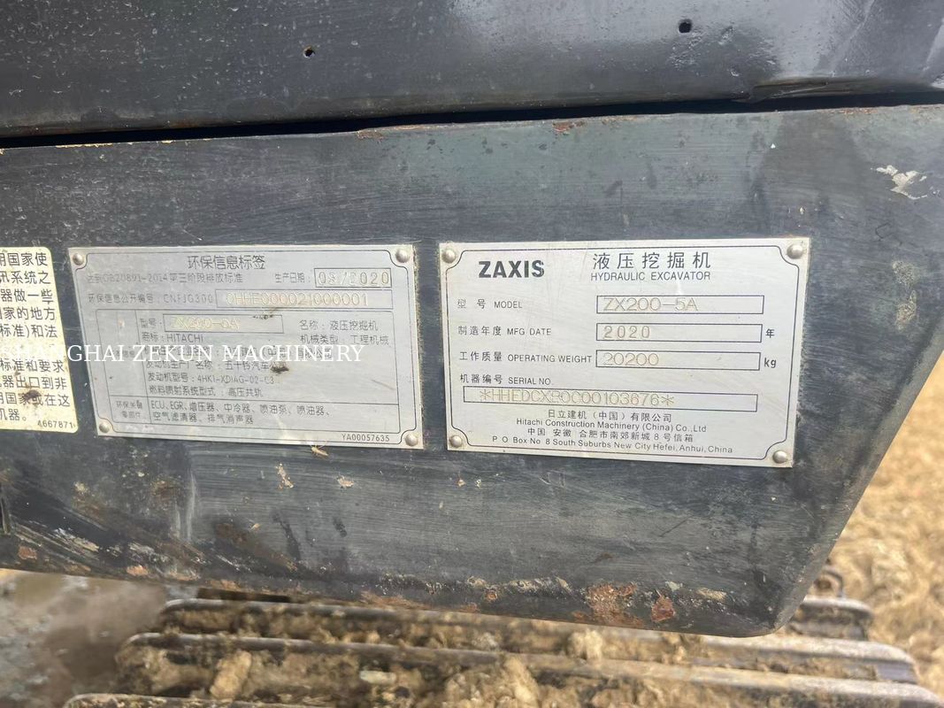 2020 Hitachi ZX220-5A Ekskavatör 6541 saat Maksimum Kazma Yüksekliği 630 mm Maksimum Kazma Derinliği 670 mm Ağır İşler İçin